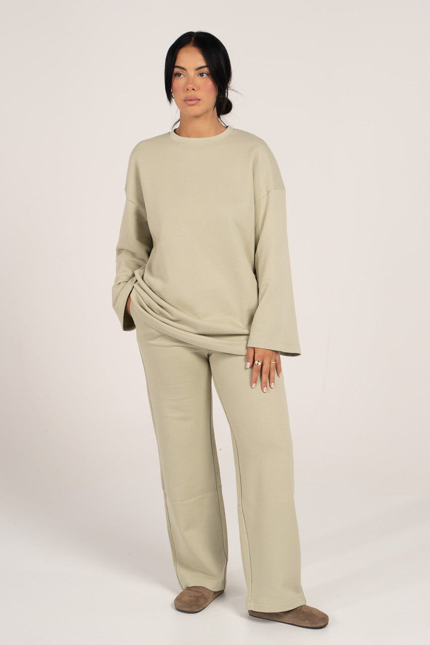 Pantalon droit matcha