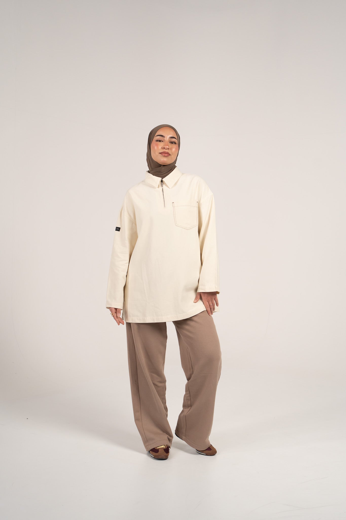Übergroßes Lyocellhemd in Creme