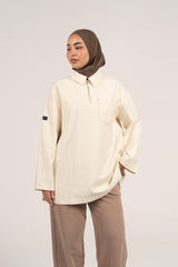 Übergroßes Lyocellhemd in Creme