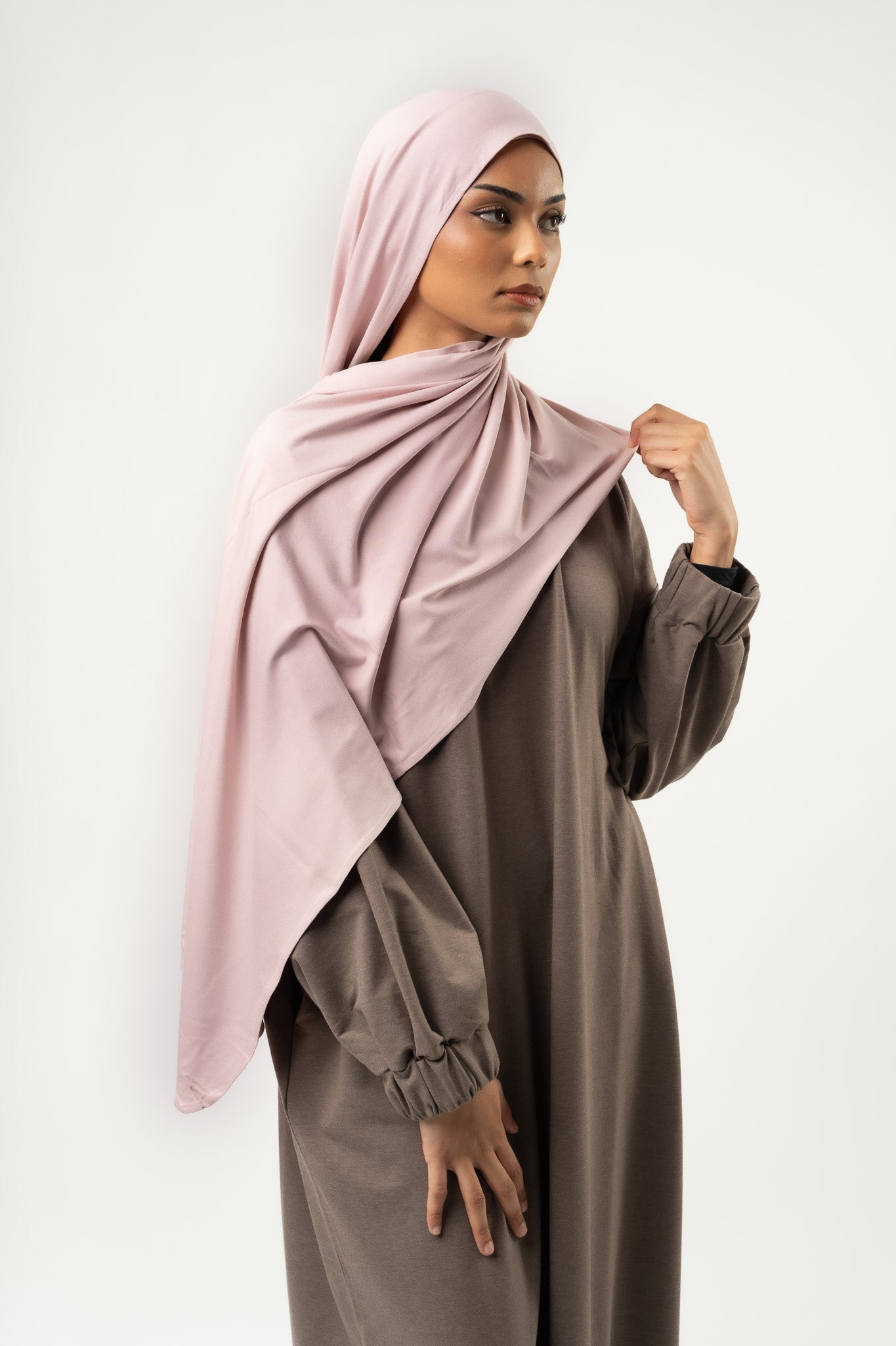 Pack Hijab & Stirnband aus Jersey in Pastellrosa