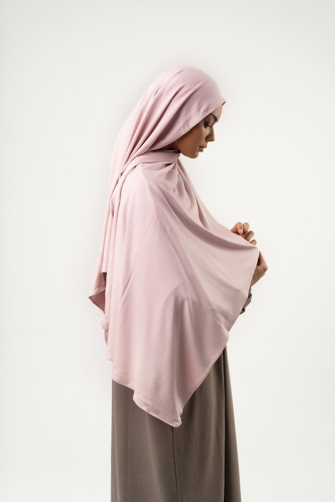 Pack Hijab & Stirnband aus Jersey in Pastellrosa