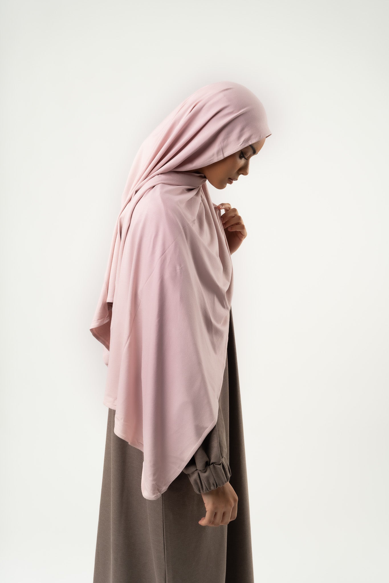 Pack Hijab & Stirnband aus Jersey in Pastellrosa