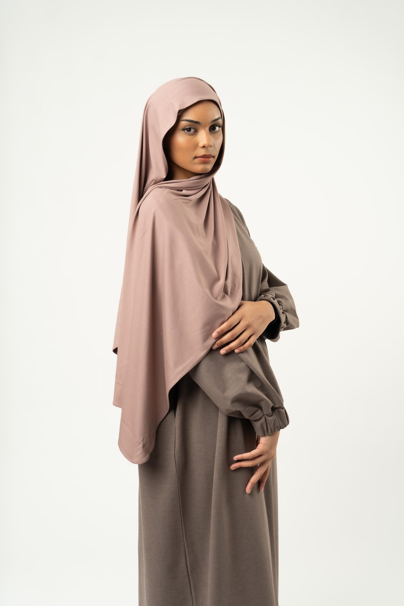 Set Hijab & Stirnband aus Pflaumen-Jersey