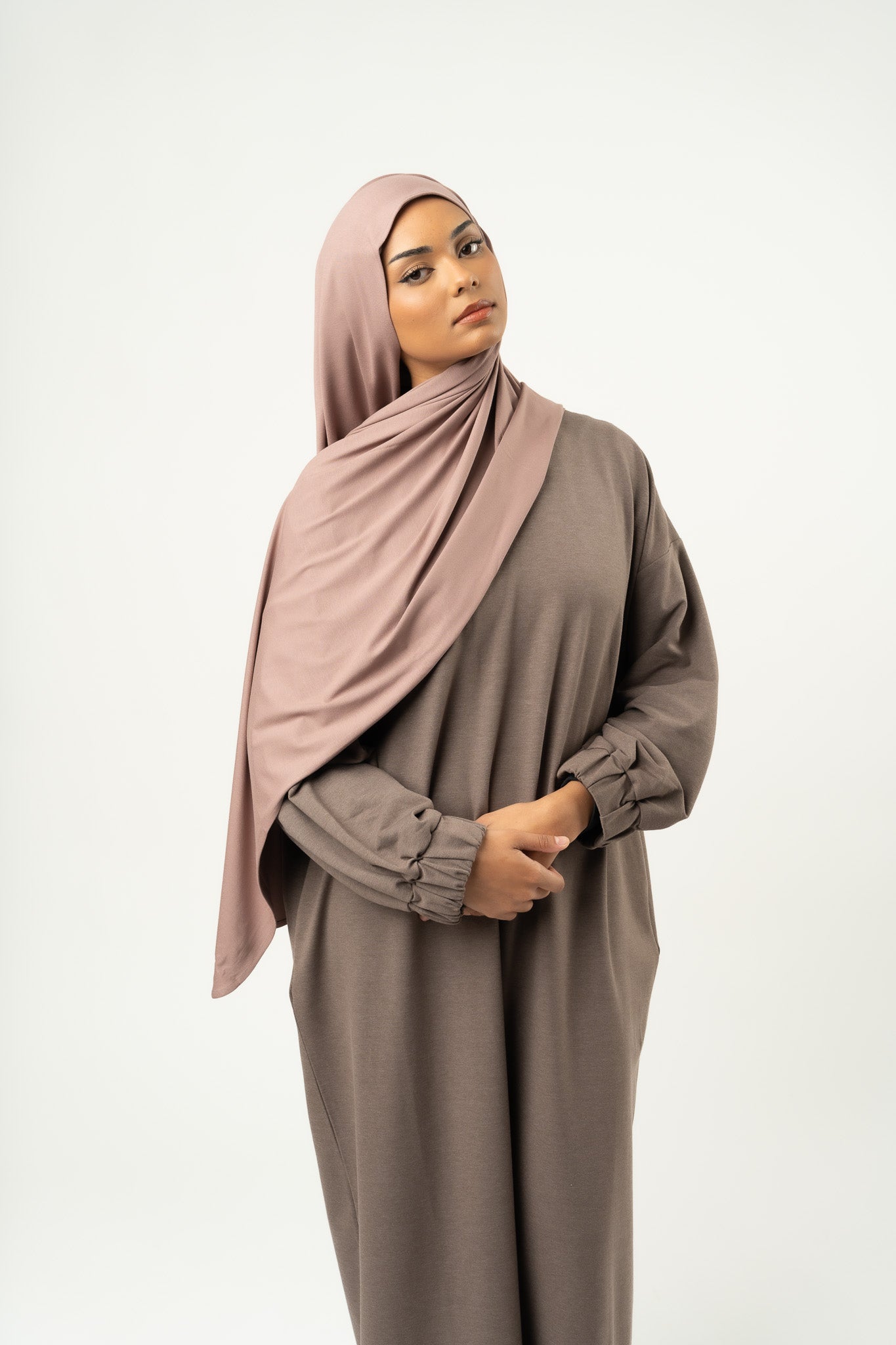 Set Hijab & Stirnband aus Pflaumen-Jersey
